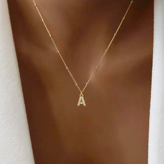 Initial Pendant Necklace in Gold - Satellite Chain