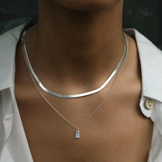 Birthstone Necklace in White Gold