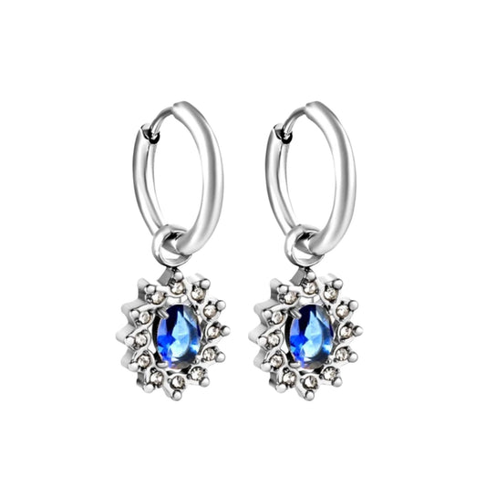 Viena CZ Hoop Earrings in White Gold - 5 Stone Colors