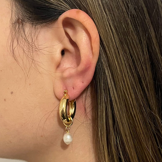 Nura Baroque Pearl Hoop Earrings