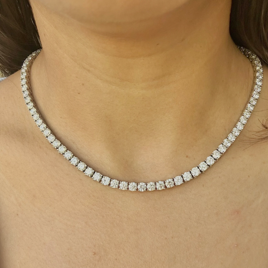 Vivid Tennis Chain Necklace in White Gold