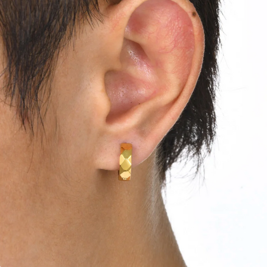 Geometric Huggie Earrings in Gold