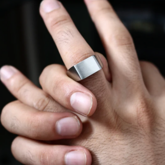Square Signet Ring in White Gold