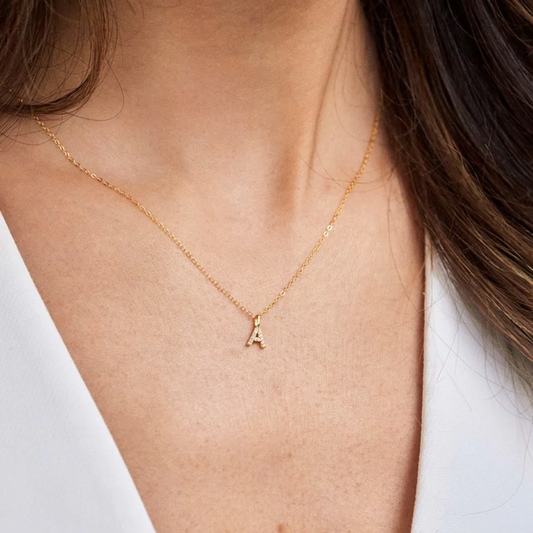 Initial Pendant Necklace in Gold - Box Chain