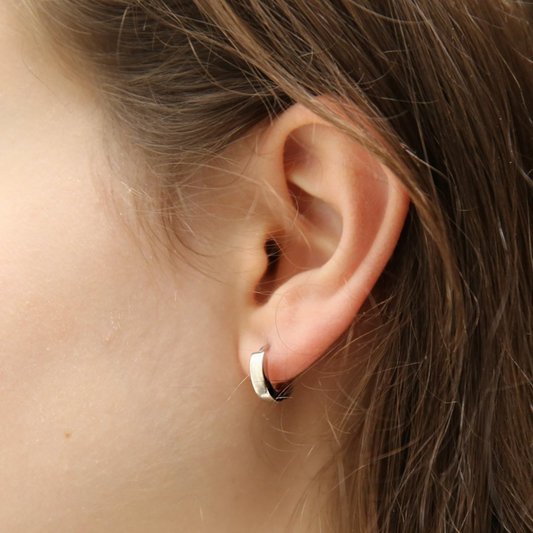 Classic Huggie Earrings in White Gold