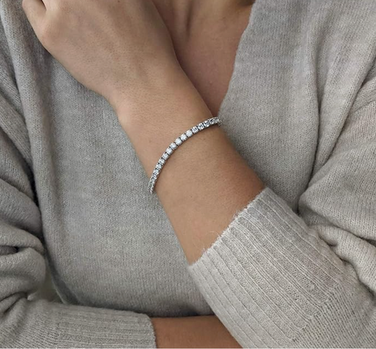 Blossom Tennis Chain Bracelet in White Gold