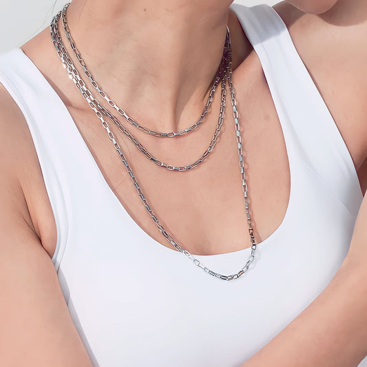 Belcher Chain Necklace in White Gold