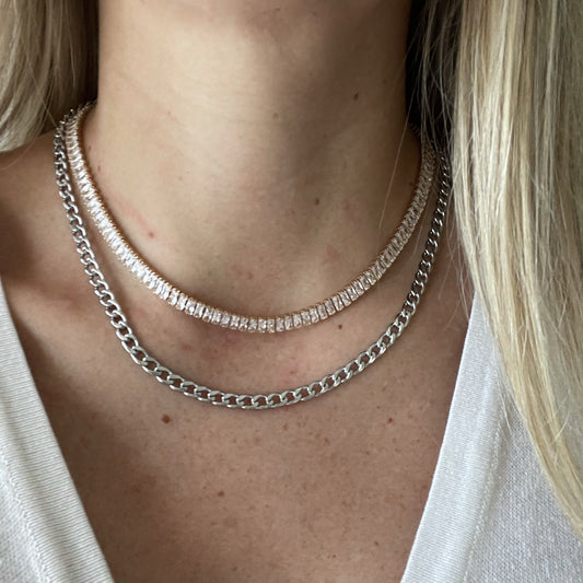 curb chain sterling silver necklace
