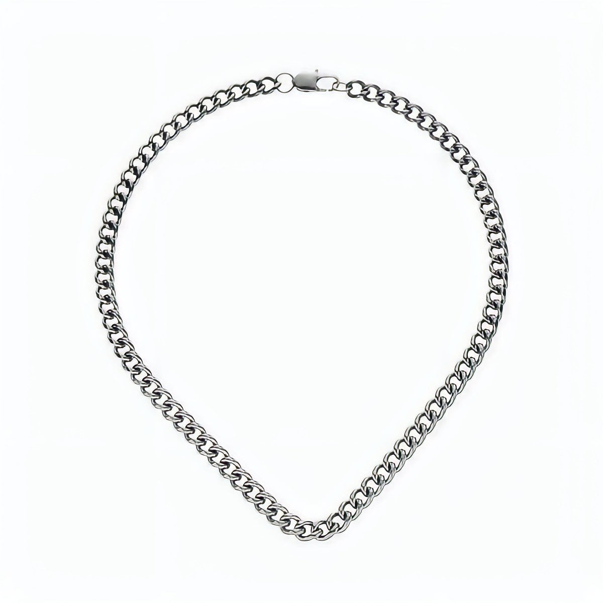 Curb Chain Necklace 7mm in White Gold