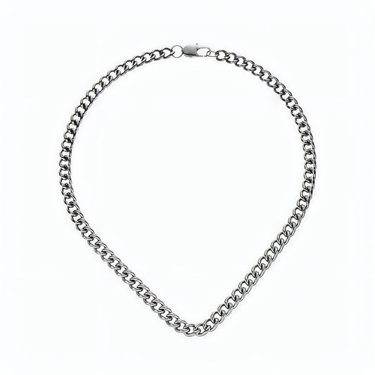Curb Chain Necklace 7mm in White Gold