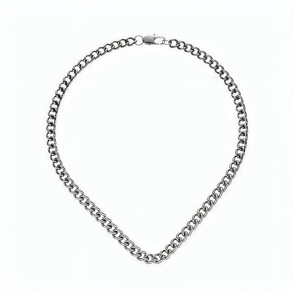 Curb Chain Necklace 7mm in White Gold