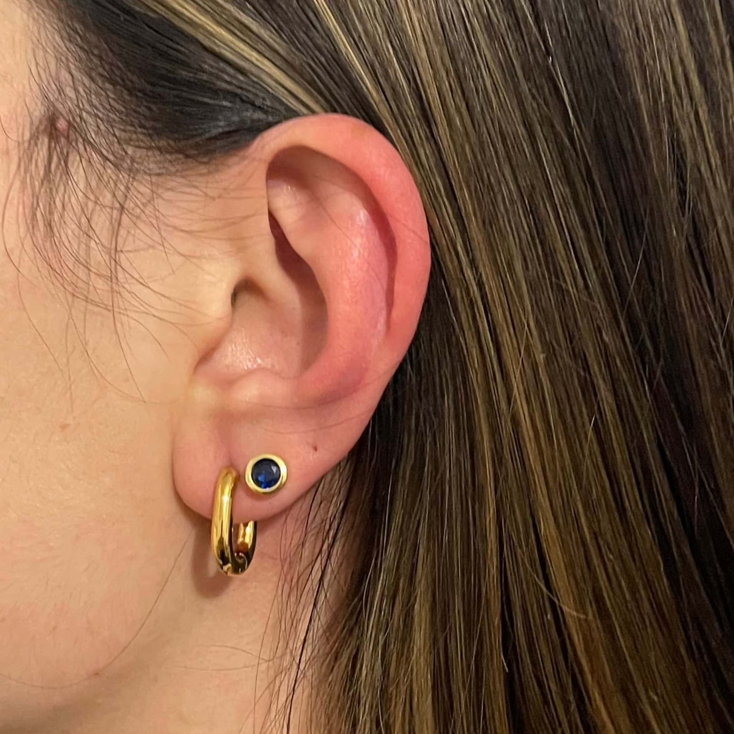 Rectangular Huggie Earrings in Gold