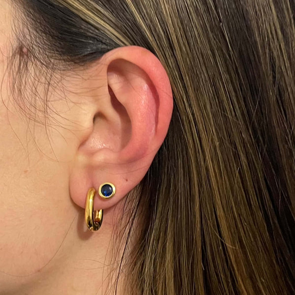 Rectangular Huggie Earrings in Gold