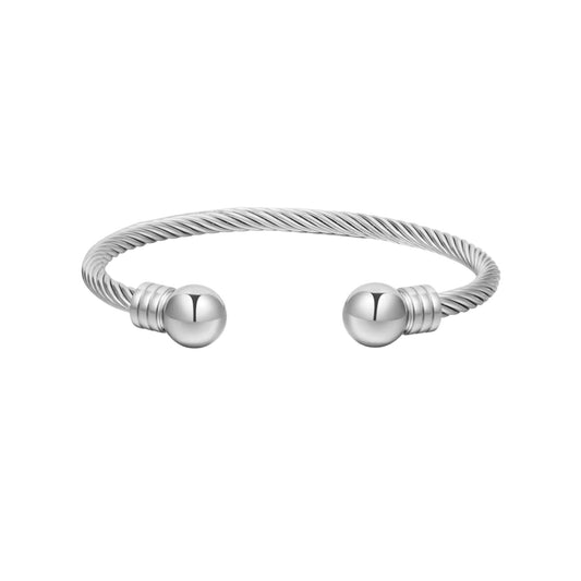 Twist Torque Bangle in White Gold