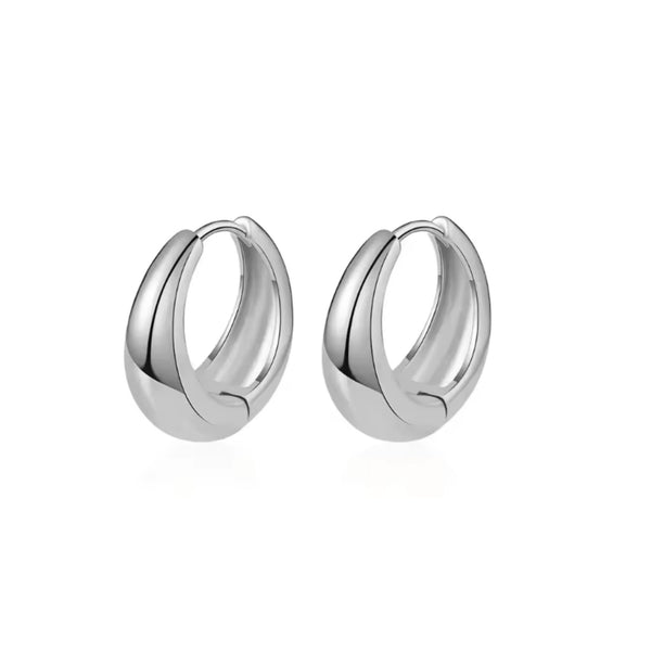 Bold Huggie Earrings in White Gold