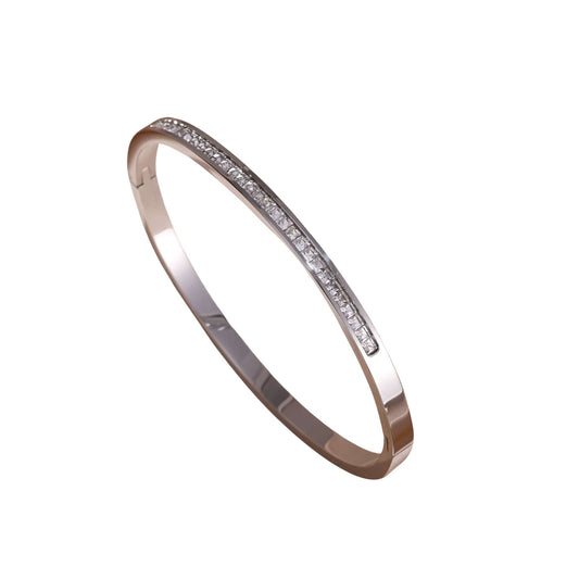Tennis Bangle in White Gold