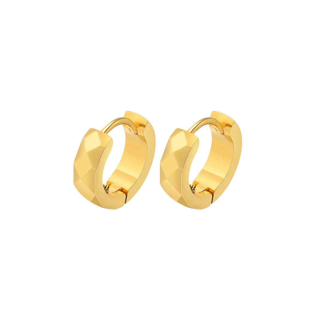 Geometric Huggie Earrings in Gold