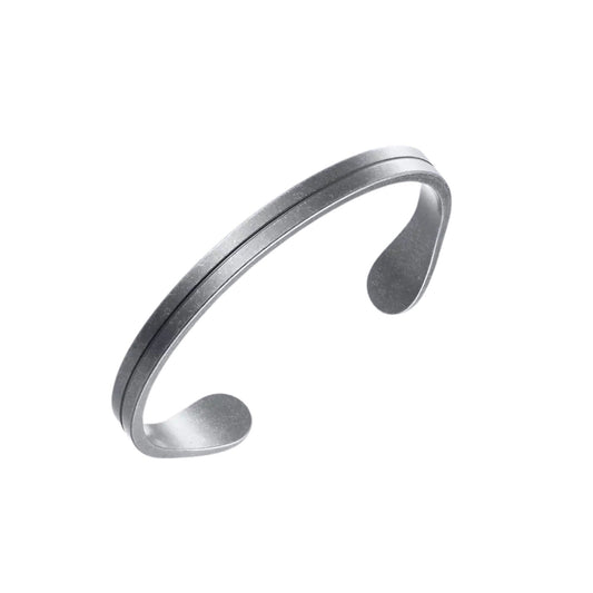 Retro Unisex Open Bangle in White Gold