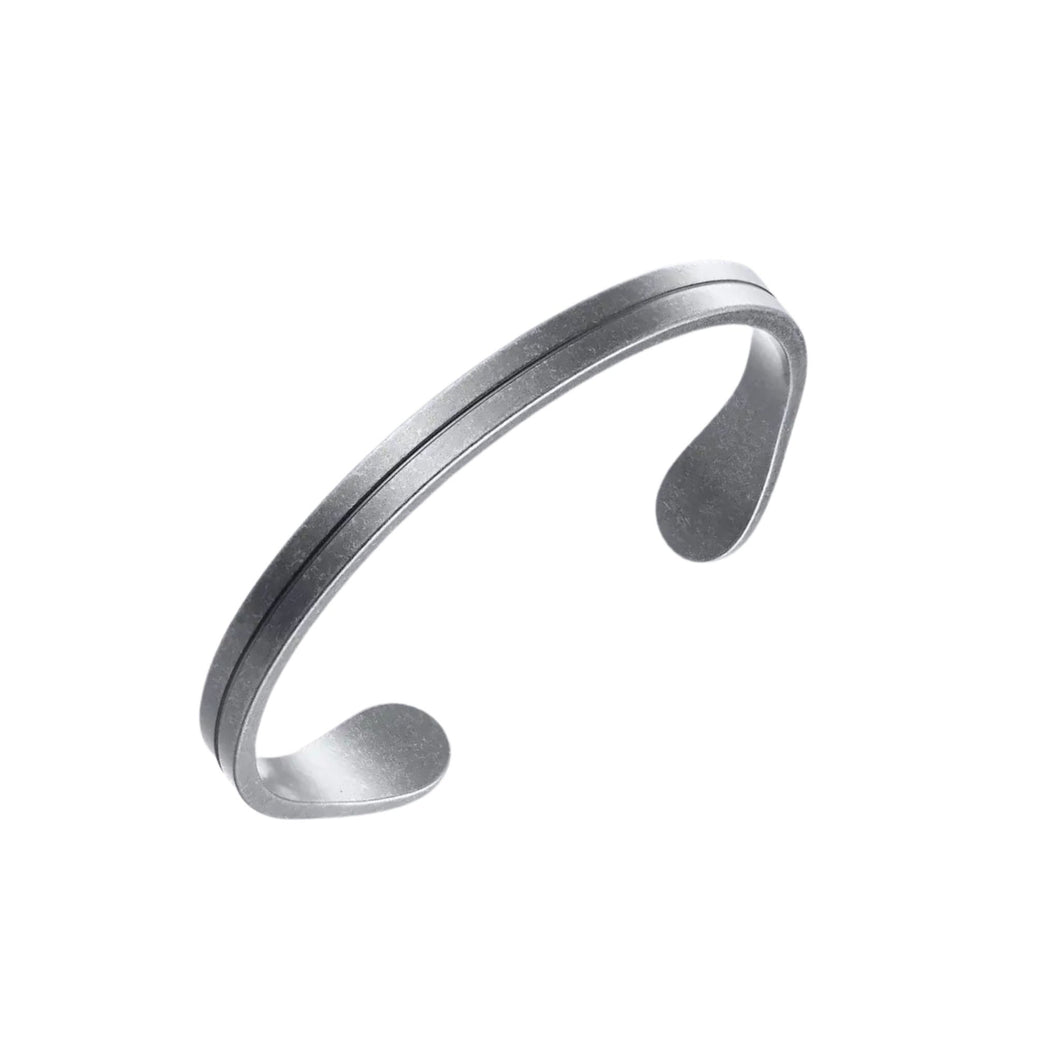 Retro Unisex Open Bangle - Silver Color