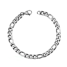 Load image into Gallery viewer, Figaro Chain Bracelet 7mm in White Gold