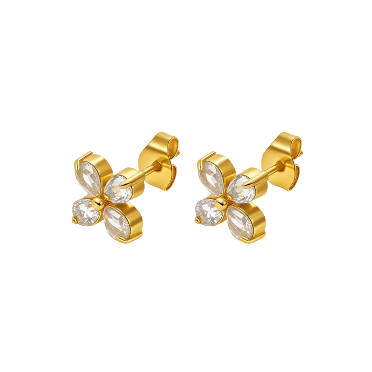 Flower CZ Stud Earrings