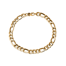 Load image into Gallery viewer, Figaro Chain Bracelet 7mm in Gold