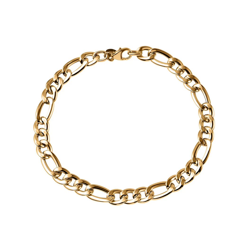 Figaro Chain Bracelet 7mm in Gold