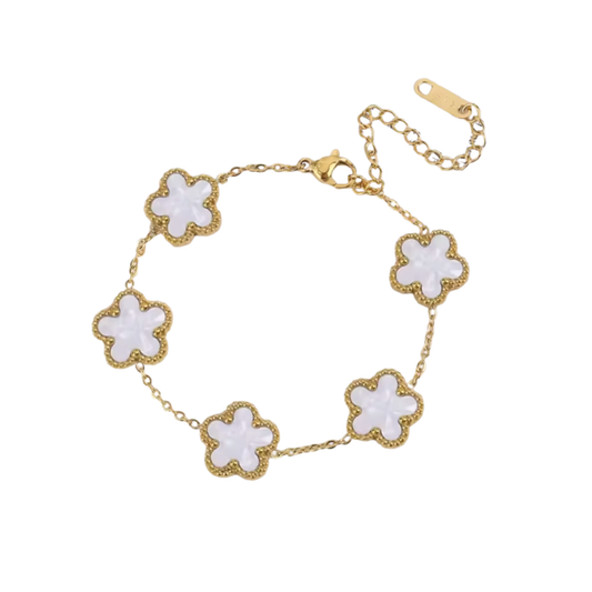 Clover Bracelet in Gold & White