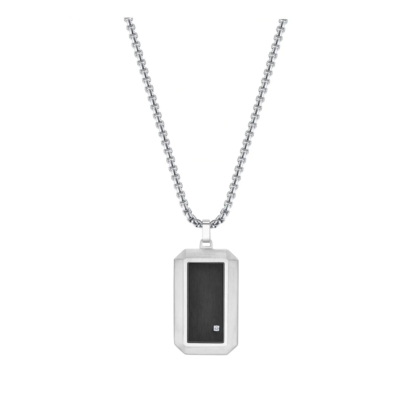 Lost Dog Tag Necklace in White Gold