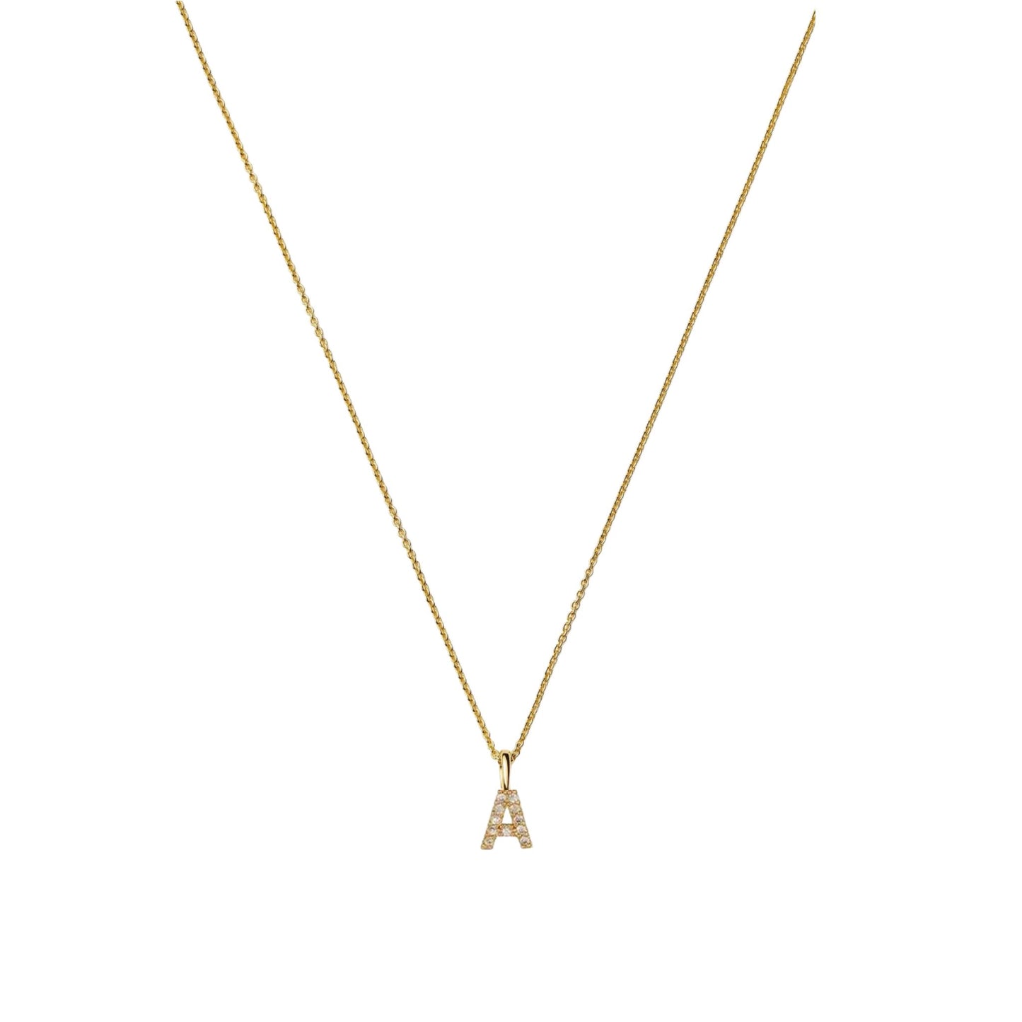 Initial Pendant Necklace in Gold - Box Chain