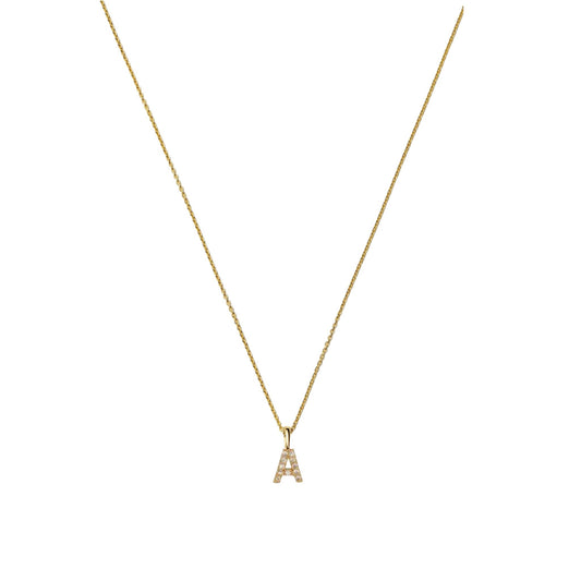 Initial Pendant Necklace in Gold - Box Chain
