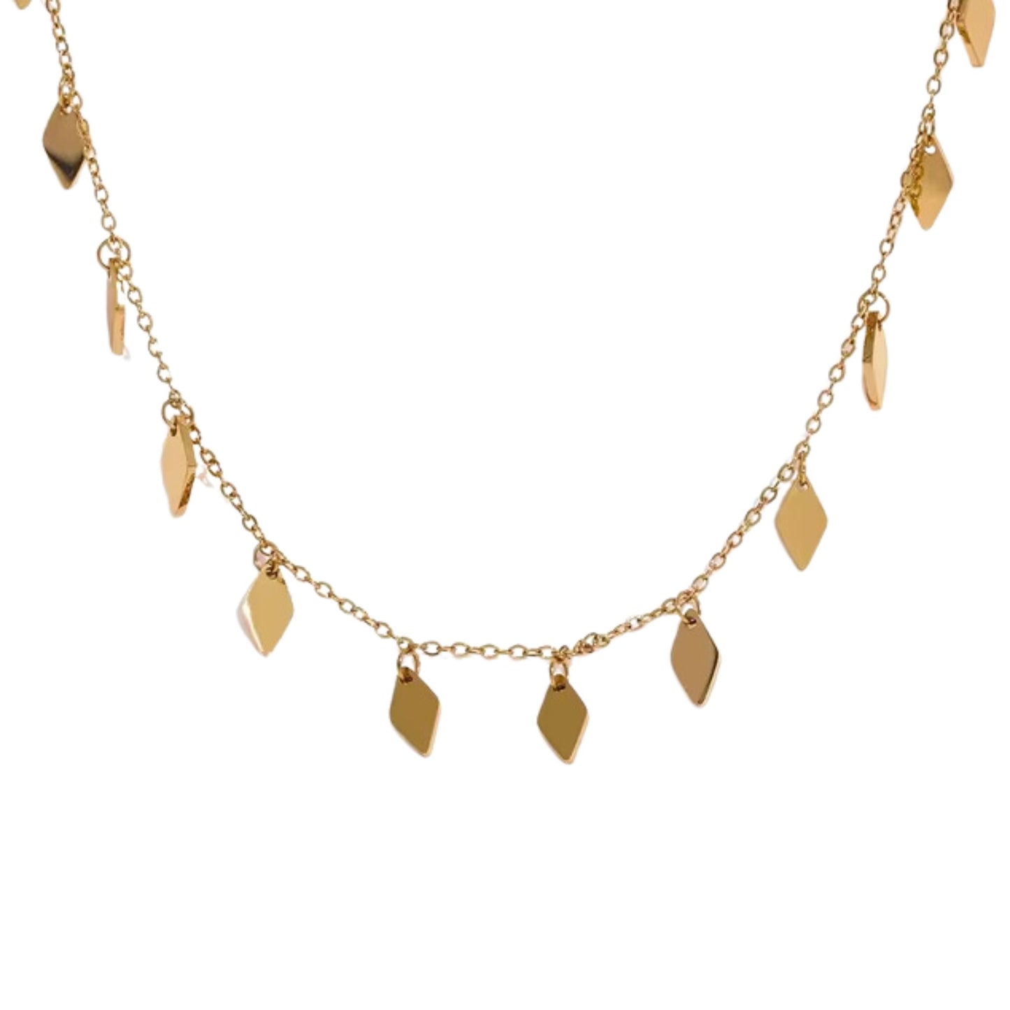 Rhombus Chain Drop Necklace in Gold