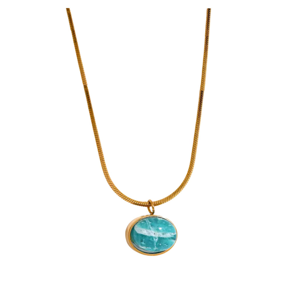 Amazonite Pendant Necklace in Gold