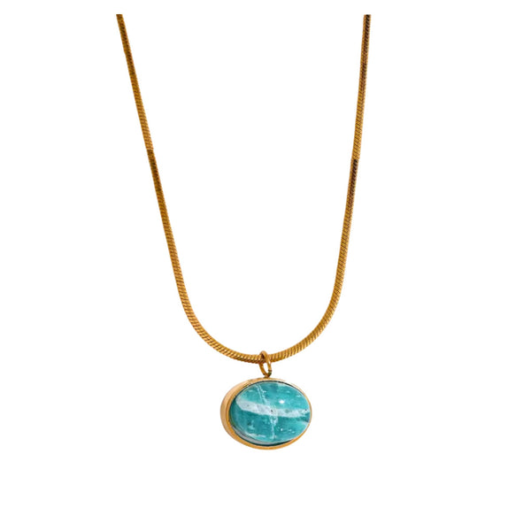 Amazonite Pendant Necklace in Gold