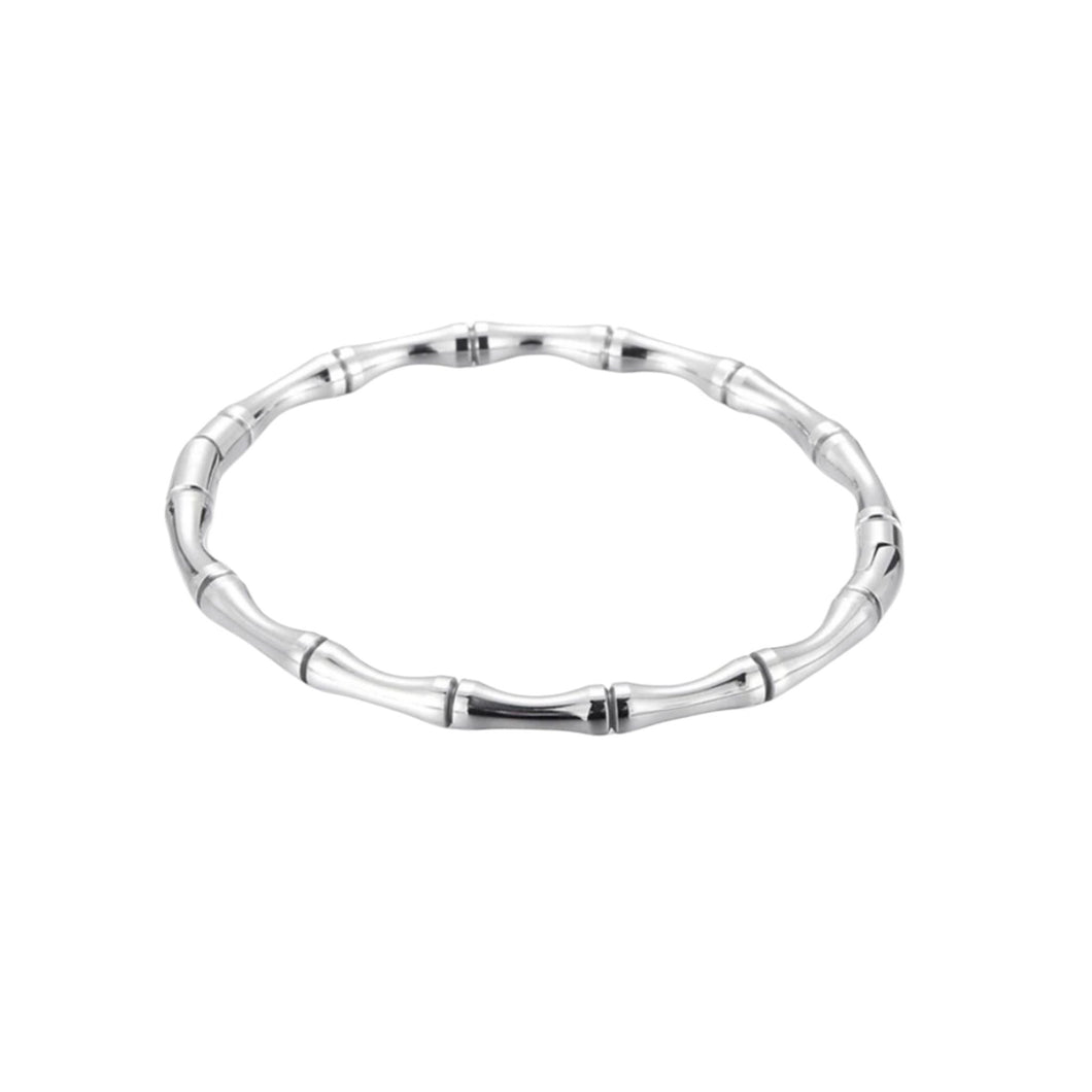 Bamboo Bangle Bracelet in White Gold