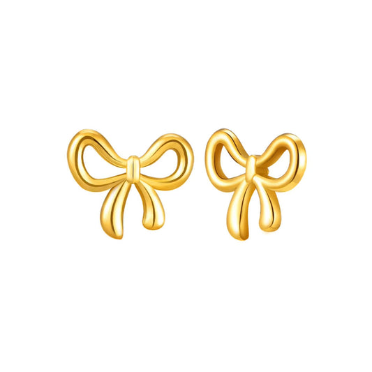 Bow Stud Earrings in Gold