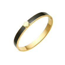 Load image into Gallery viewer, Black Enamel Bangle in Gold