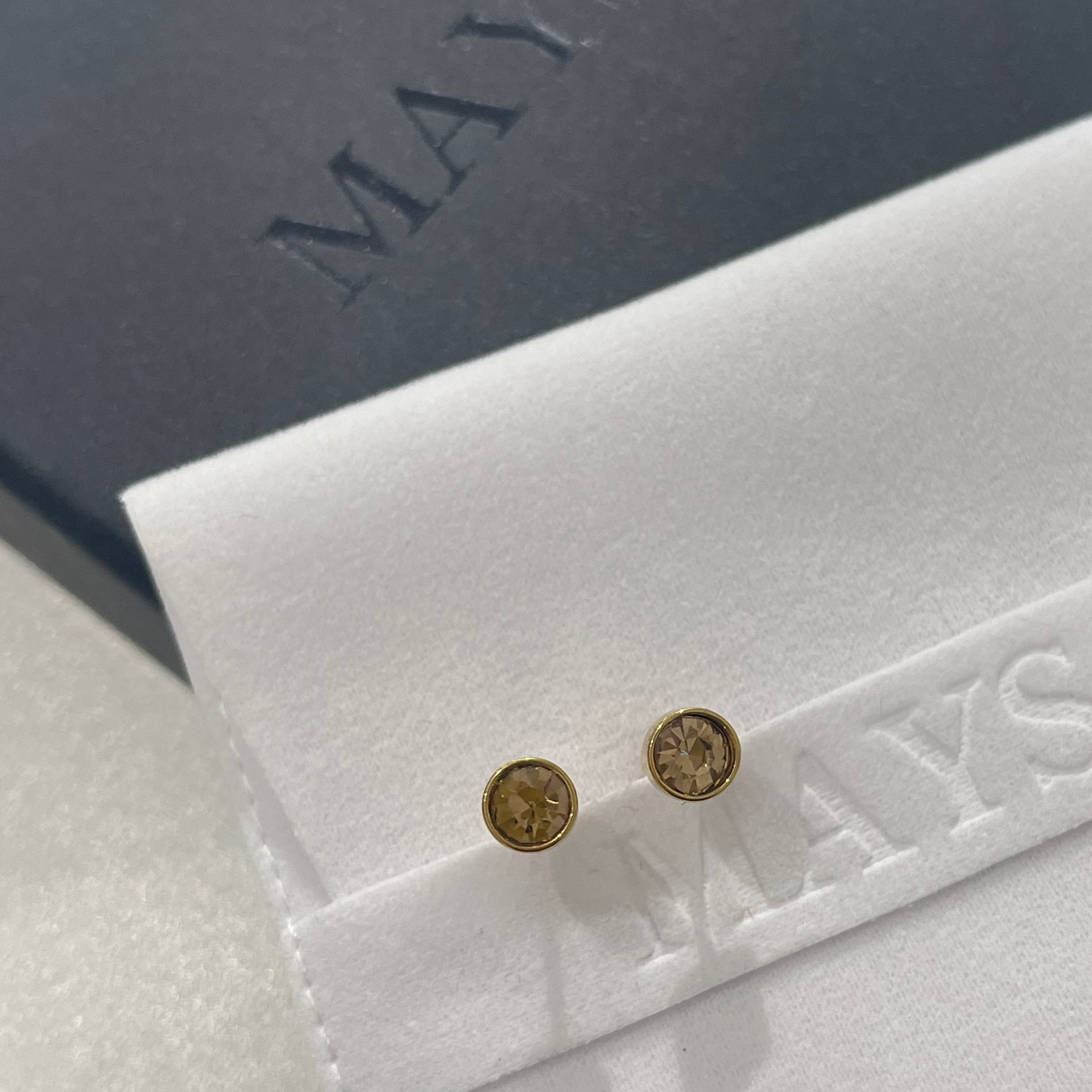 Small Stud Earrings in Gold - 12 Stone Colours