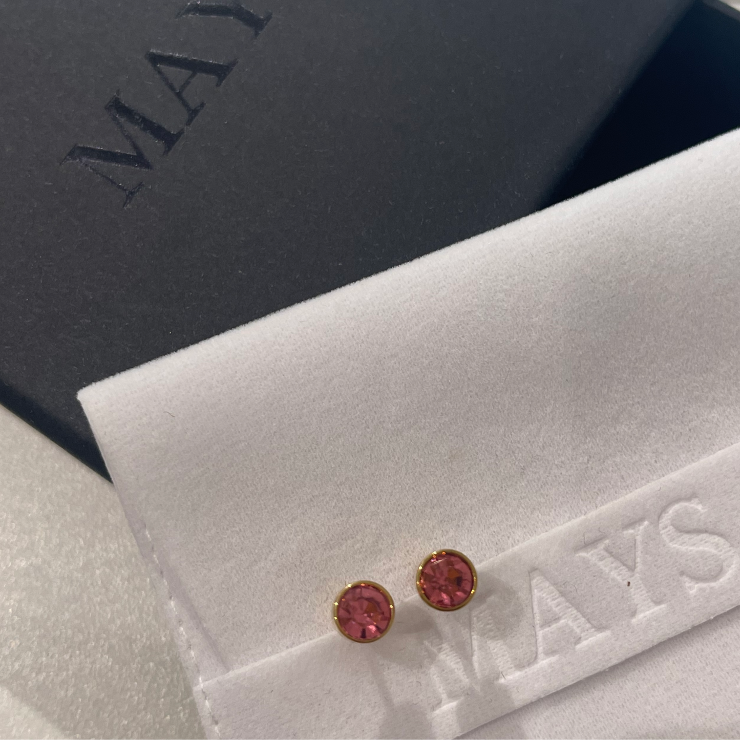 Small Stud Earrings in Gold - 12 Stone Colours