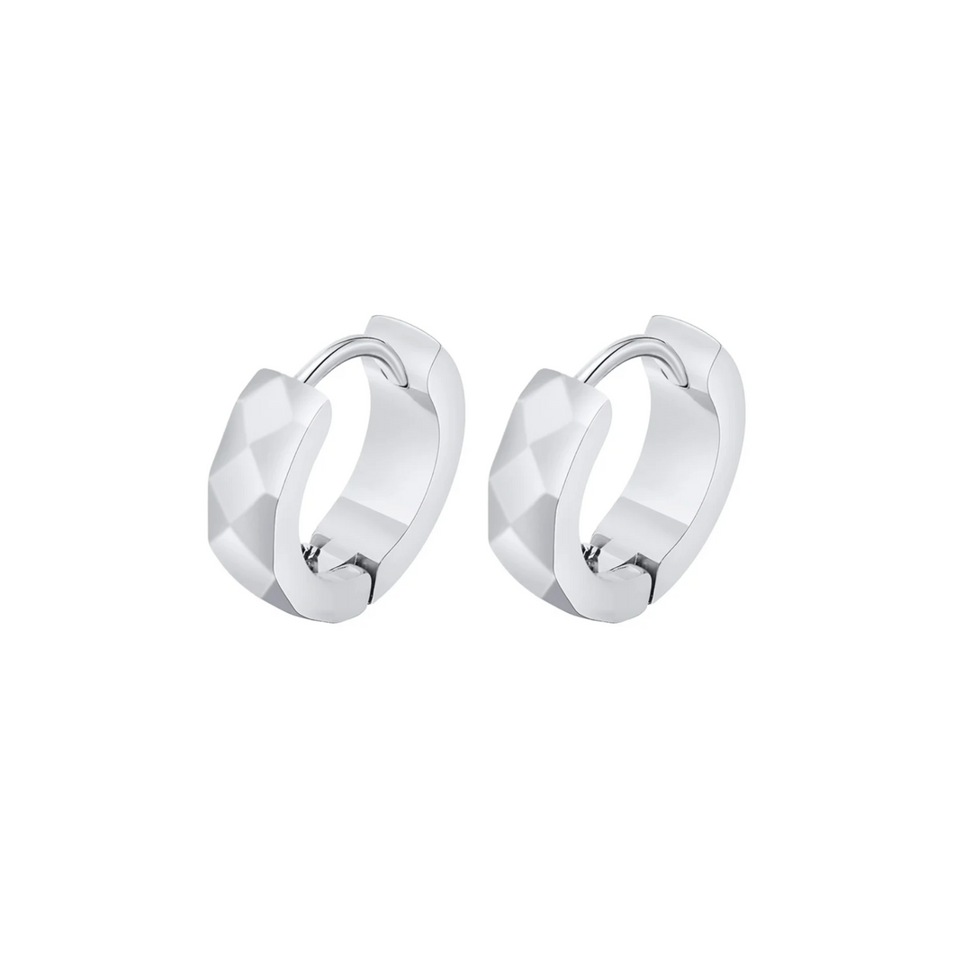 Geometric Huggie Earrings - Silver Color