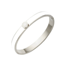 Load image into Gallery viewer, White Enamel Bangle - Silver Color