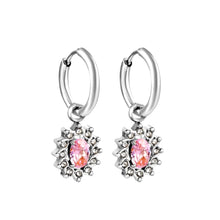 Load image into Gallery viewer, Viena CZ Hoop Earrings in White Gold - 5 Stone Colors