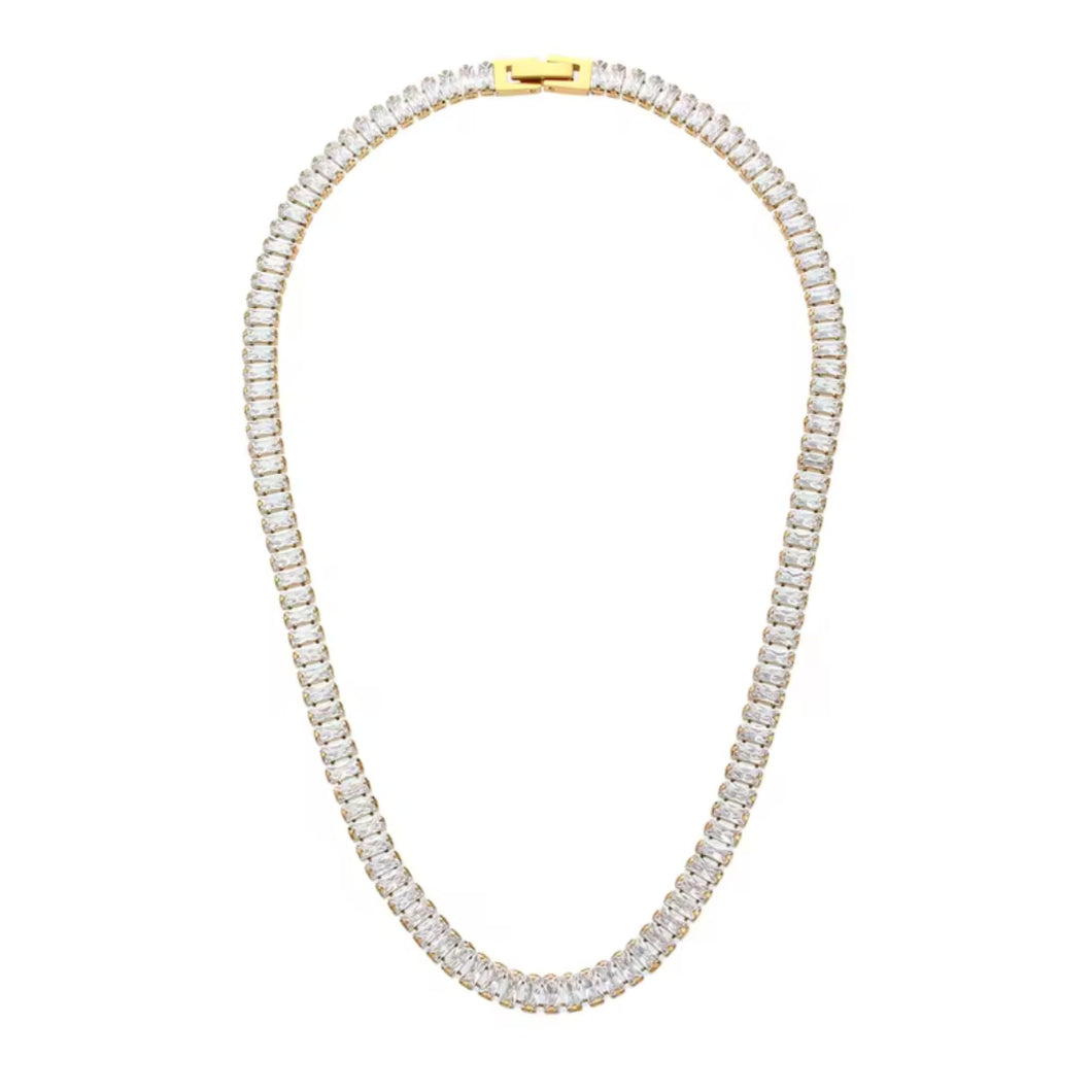 Vivid Tennis Chain Necklace - Gold