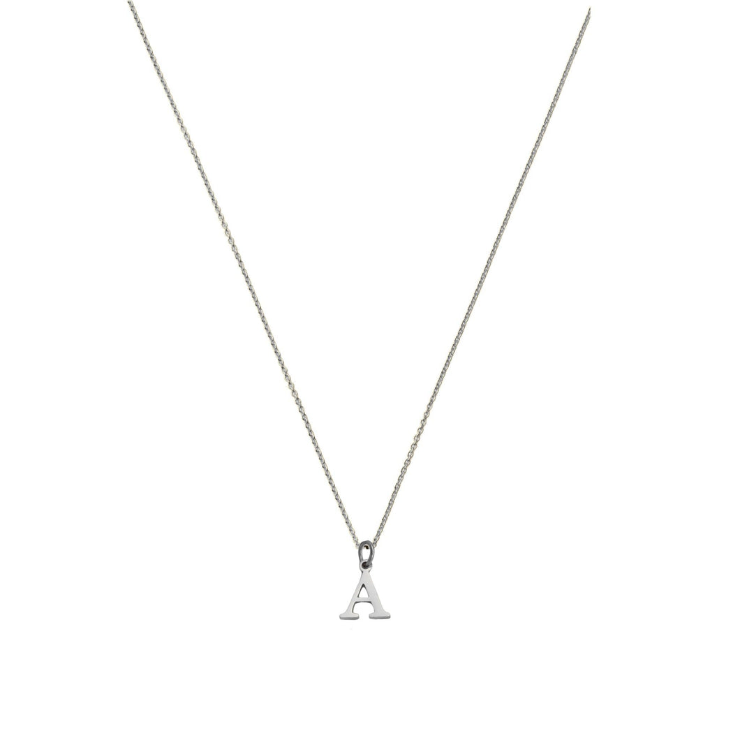 Initial Pendant Necklace in White Gold