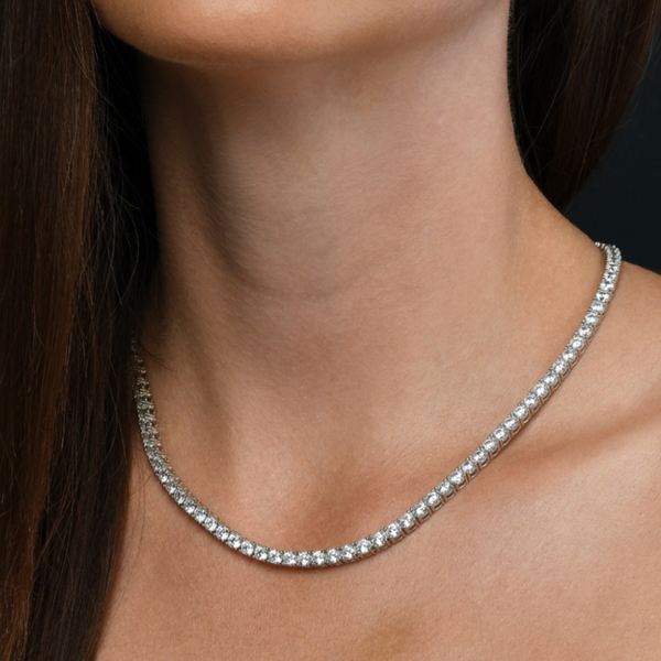 Blossom Tennis Chain Necklace in White Gold