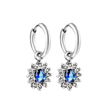 Load image into Gallery viewer, Viena CZ Hoop Earrings in White Gold - 5 Stone Colors