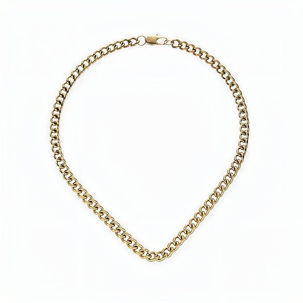 Curb Chain Necklace 7mm in Gold