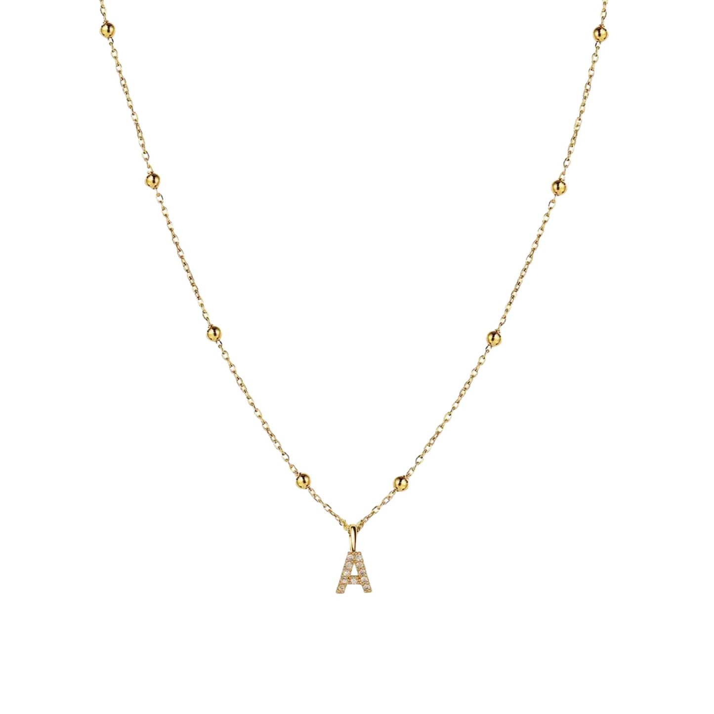 Initial Pendant Necklace in Gold - Satellite Chain