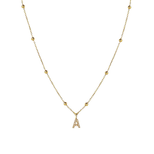 Initial Pendant Necklace in Gold - Satellite Chain