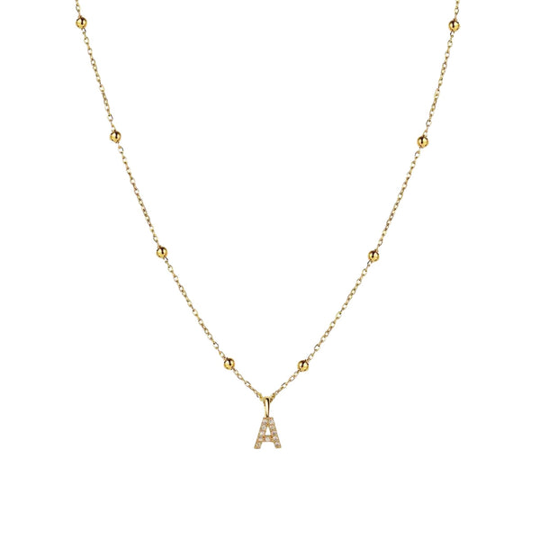 Initial Pendant Necklace in Gold - Satellite Chain